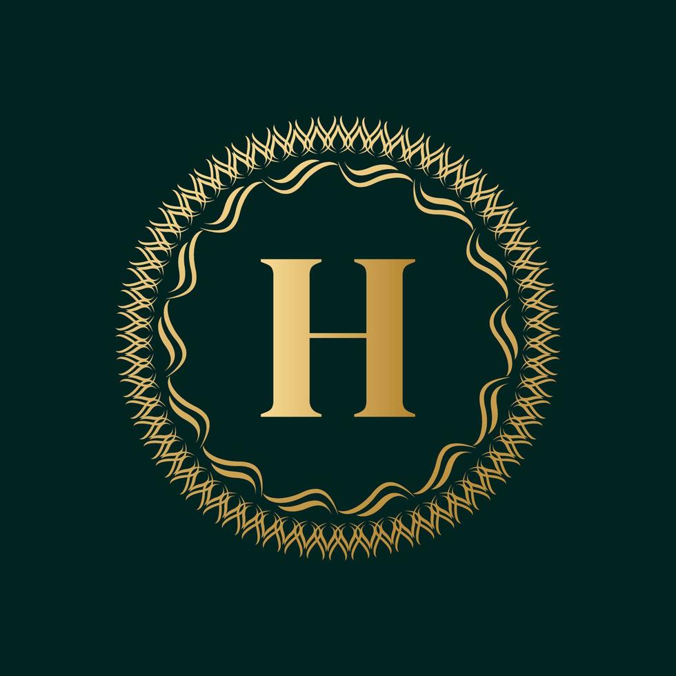 emblema letra h tejido círculo monograma elegante plantilla. diseño de logotipo simple para cresta de lujo, realeza, tarjeta de visita, boutique, hotel, heráldica. borde vintage caligráfico. ilustración vectorial vector