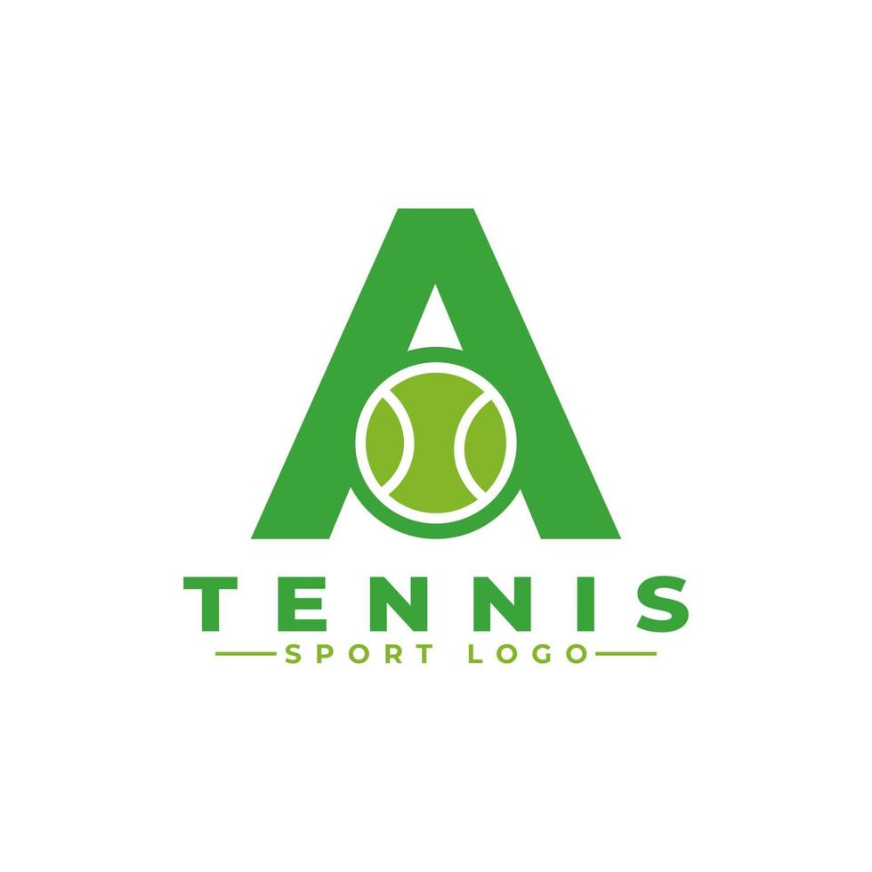 Letter A with Tennis Logo Design. Vector Design Template Elements for Sport Team or Corporate Identity.