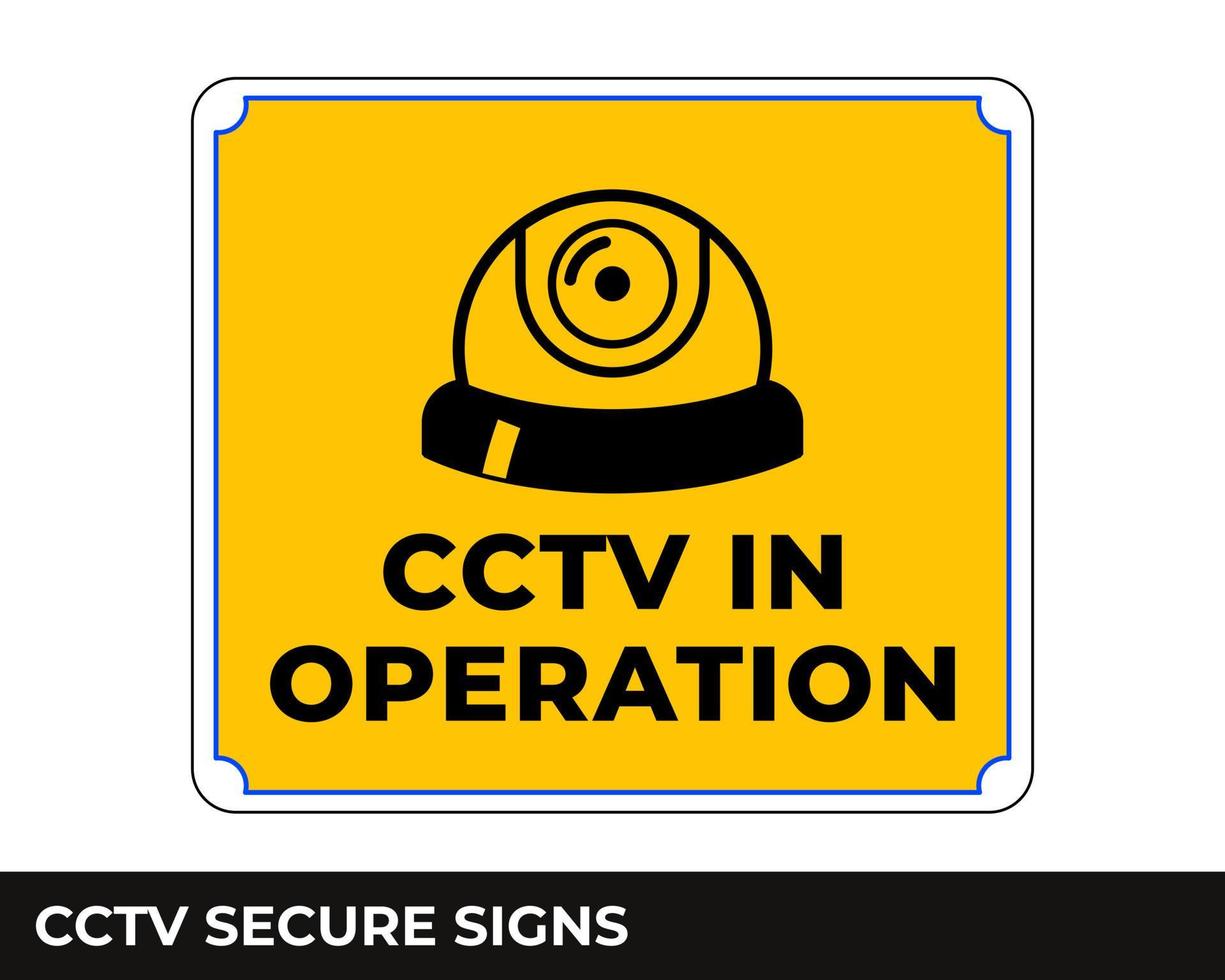 Cctv, Alarm, Monitored And 24 Hour Video Camera Surveillance Sign In Vector, Easy To Use And Print Design Templates vector