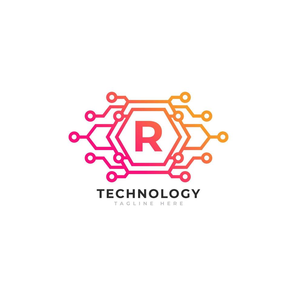 Technology Initial Letter R Logo Design Template Element. vector