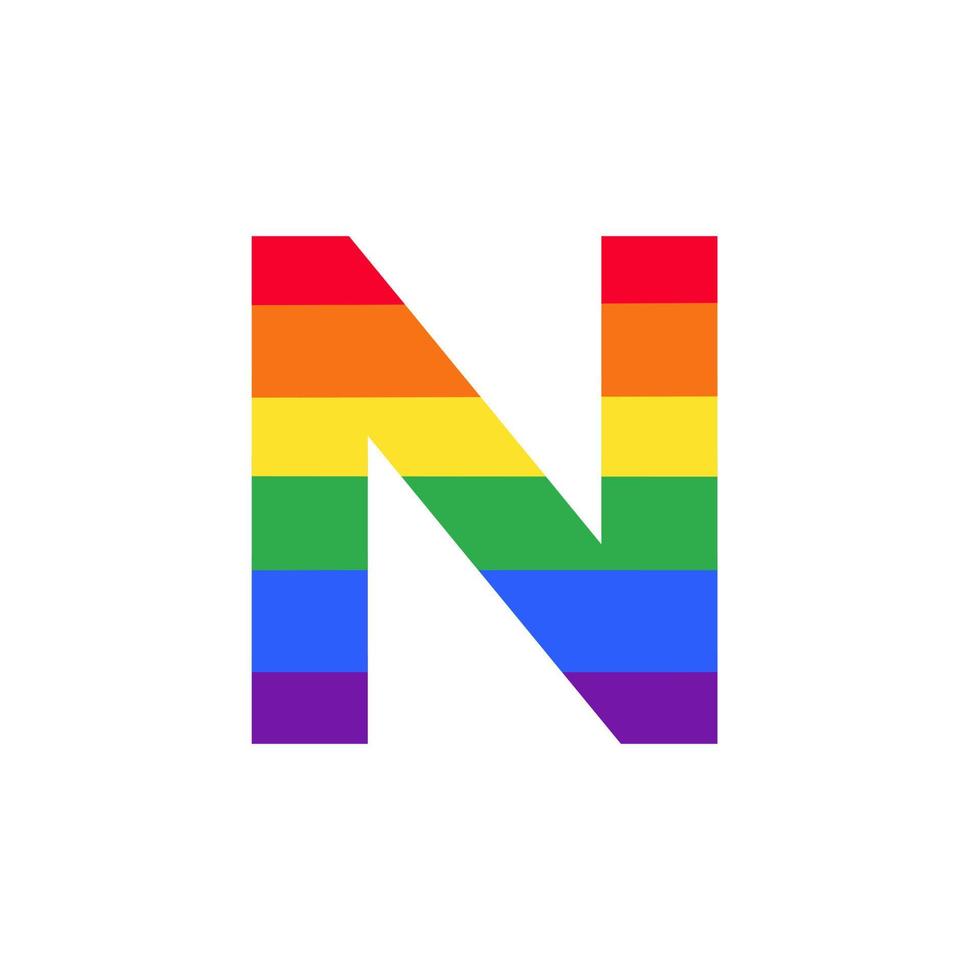 letra n coloreada en el diseño del logotipo del color del arco iris inspiración para el concepto lgbt vector