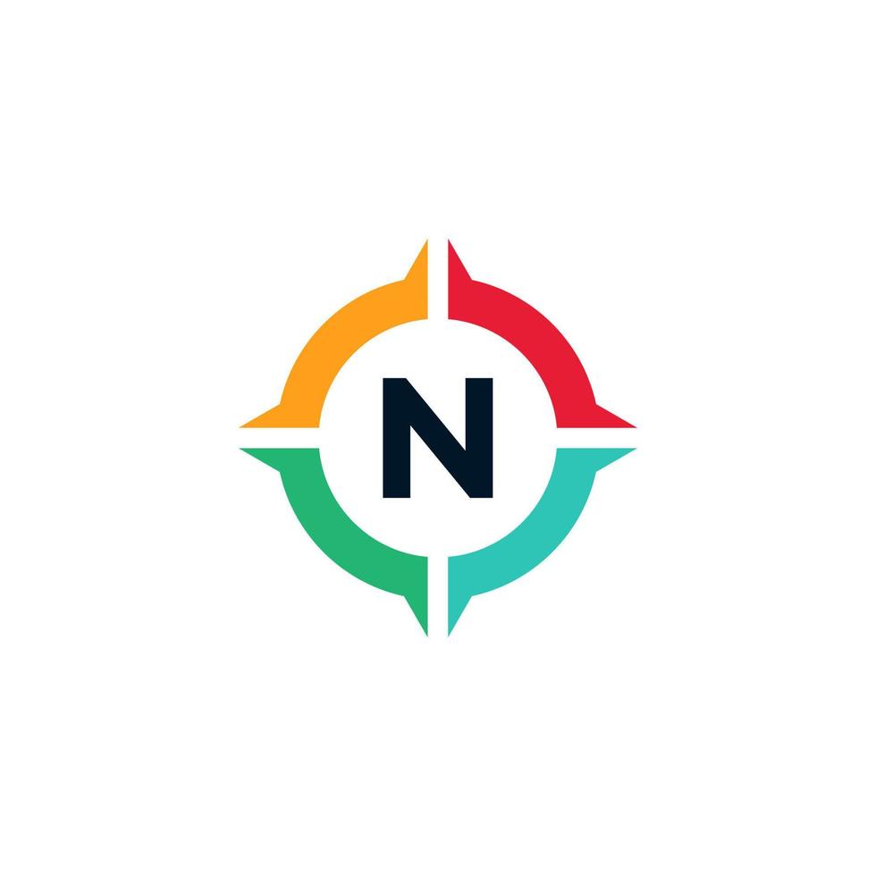 Colorful Letter N Inside Compass Logo Design Template Element vector