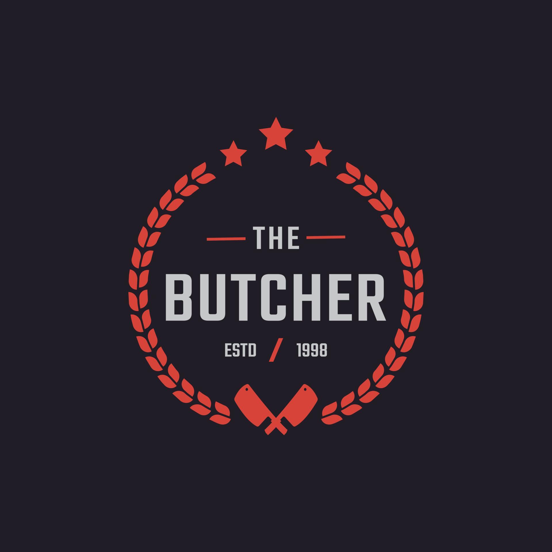 Classic Vintage Retro Label Badge for Butcher Shop with Crossed ...