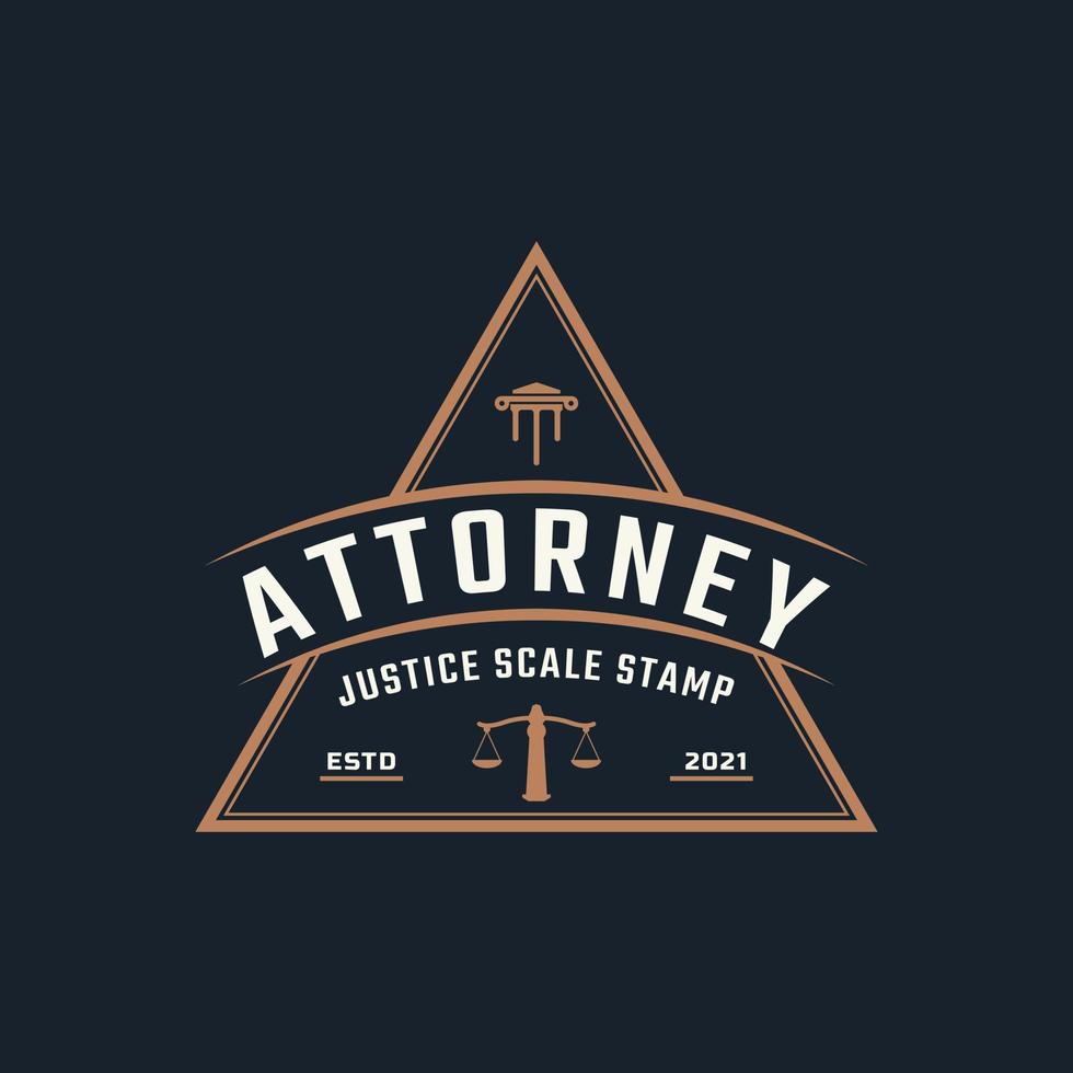 Rustic Vintage Retro Label Badge Emblem Justice Scale Stamp for Attorney Logo Design Inspiration vector
