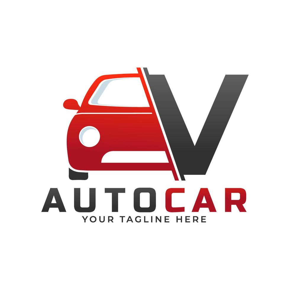 Letter V with Car Maintenance Vector. Concept Automotive Logo Design of Sports Vehicle. vector