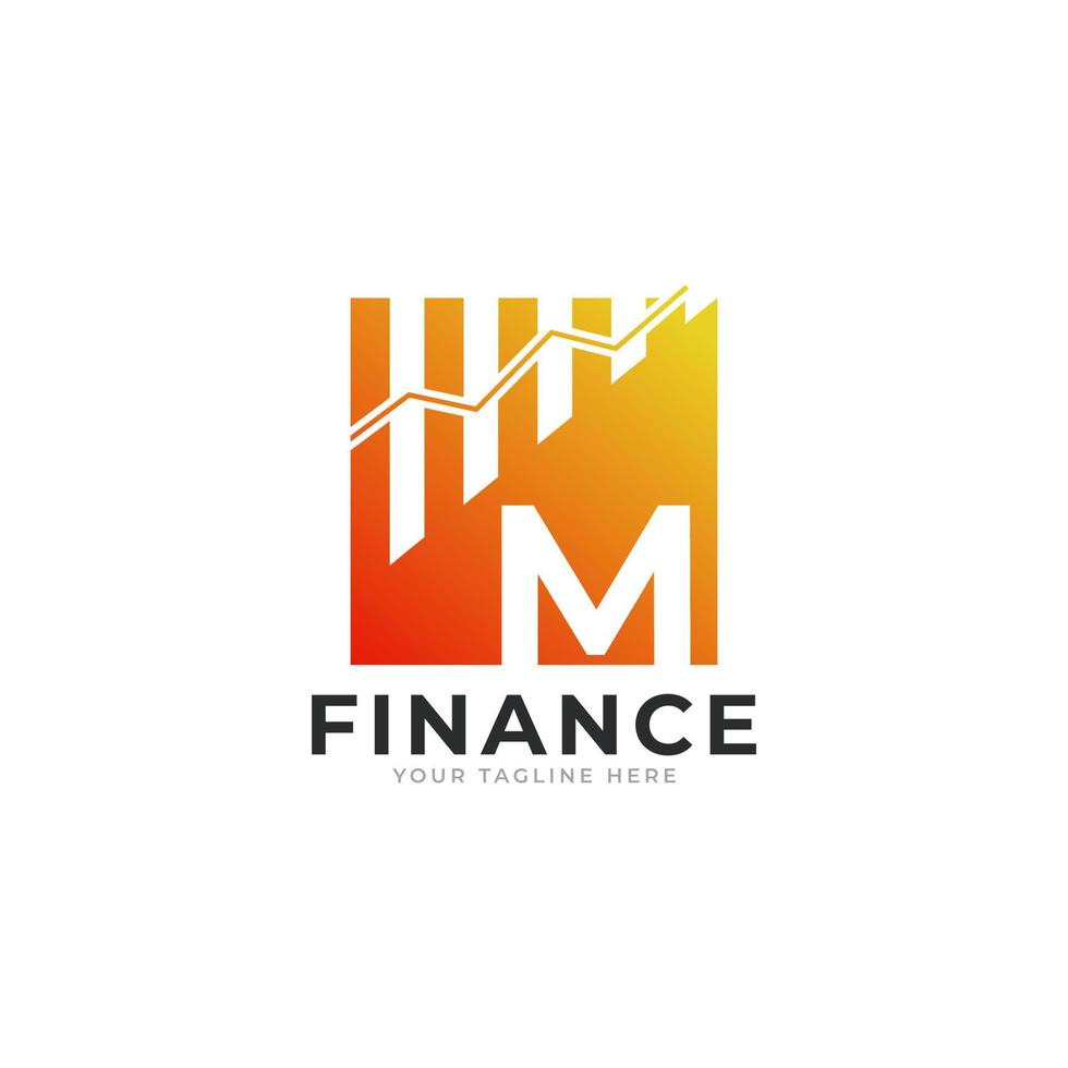 Initial Letter M Chart Bar Finance Logo Design Inspiration vector