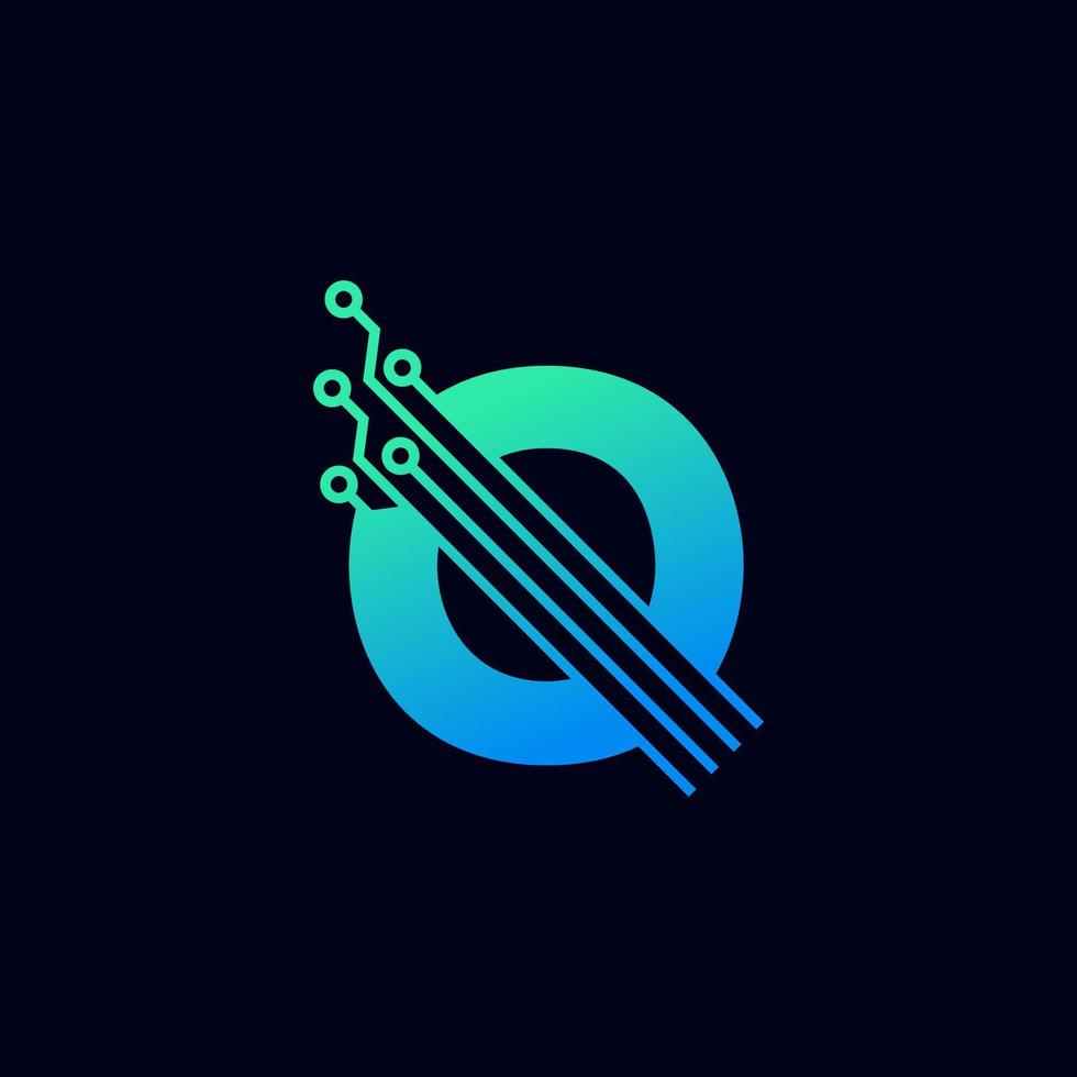 Tech Letter Q Logo. Futuristic Vector Logo Template with Green and Blue Gradient Color. Geometric Shape. Usable for Business and Technology Logos.