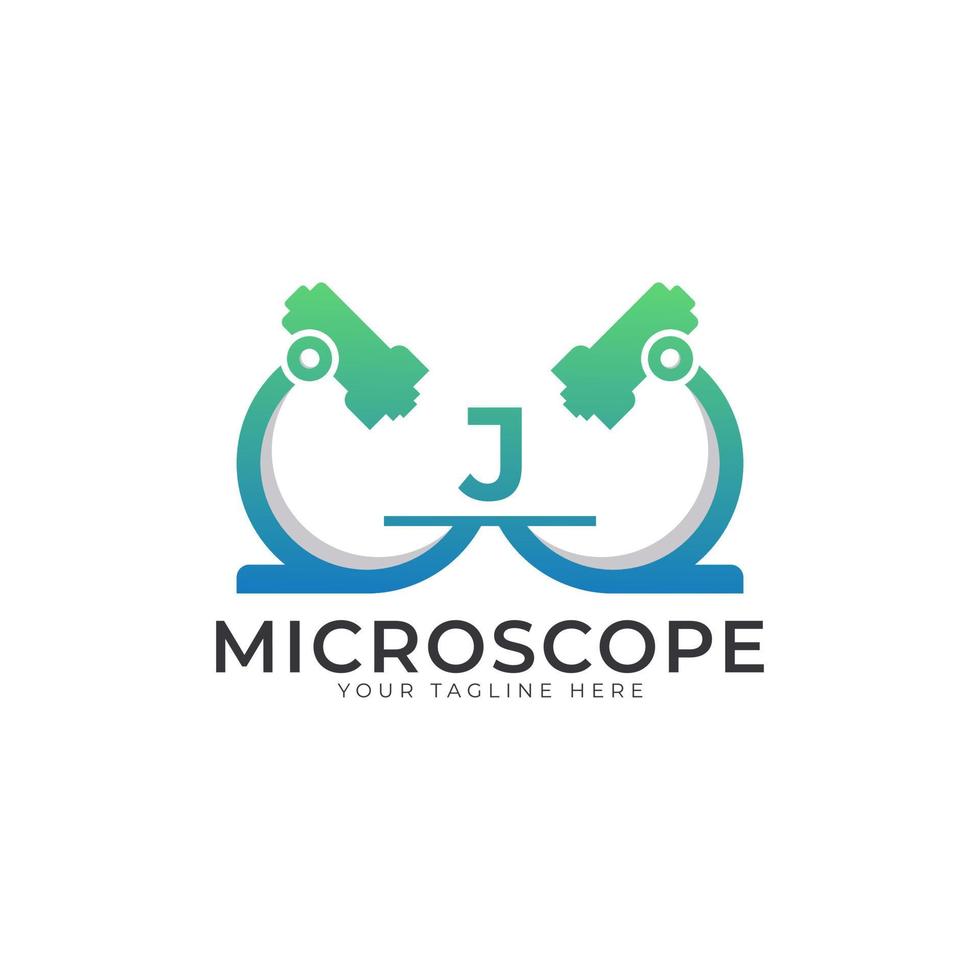 Laboratory Logo. Initial Letter J Microscope Logo Design Template Element. vector