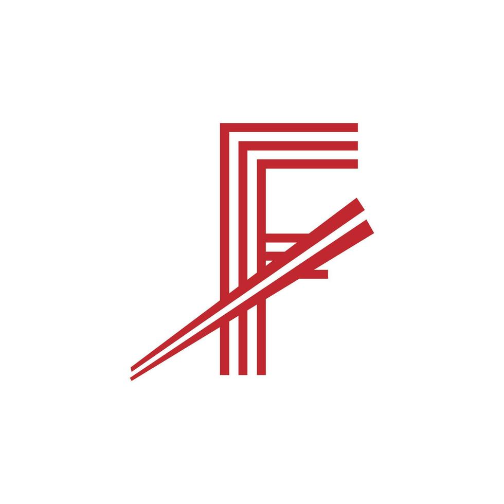 letra f fideos japoneses vector logo símbolo. adecuado para la inspiración del logotipo de los restaurantes japoneses.