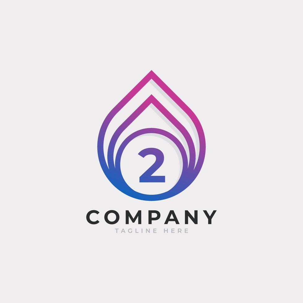 Initial Number 2 with Oil and Gas Logo Design Inspiration vector