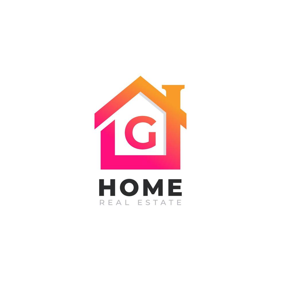 Initial Letter G Home House Logo Design. Real Estate Logo Concept. Vector Illustration