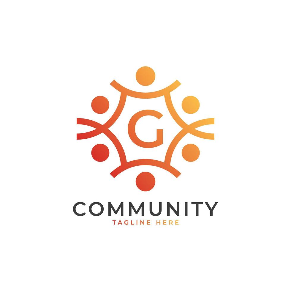 Community Initial Letter G Connecting People Logo. Colorful Geometric Shape. Flat Vector Logo Design Template Element.
