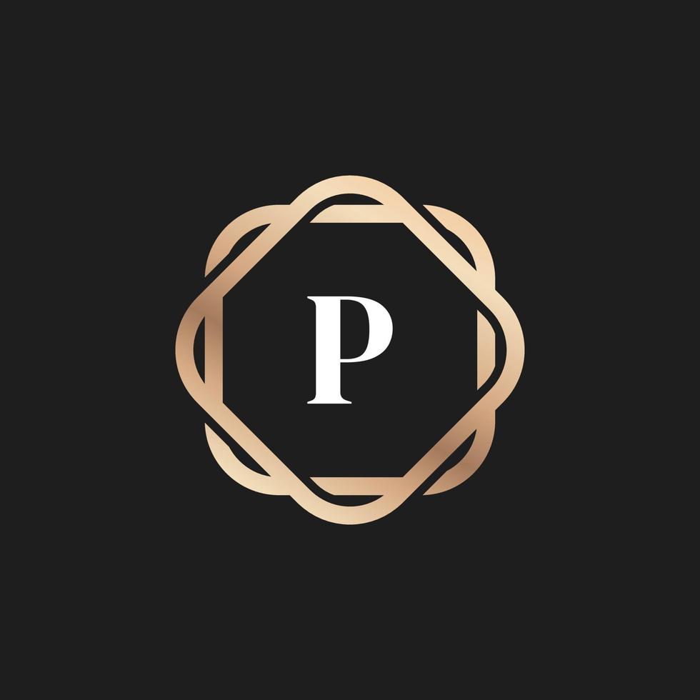 Initial Letter P Logo Icon with Pattern Vector Element