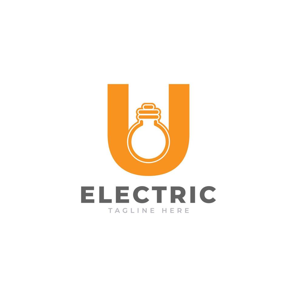 Modern Initial Letter U Smart Light Bulb Logo Design Vector Graphic Icon Template