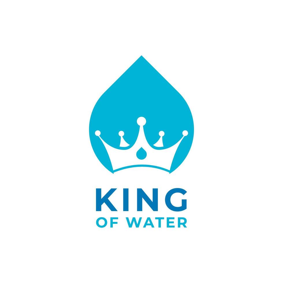 Blue Ocean King Crown and Water Sea Waves for Boat Ship Logo Design Template Element vector