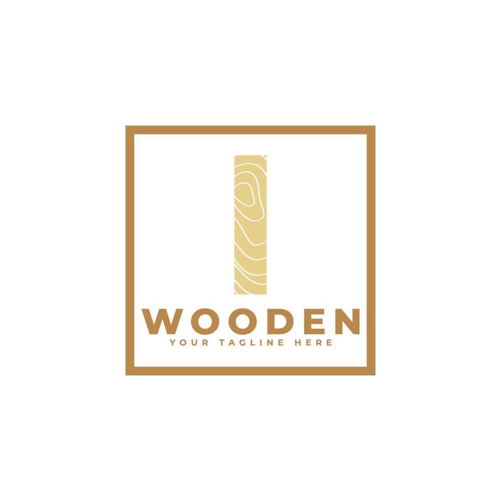 Letter I with Wooden Texture and Square Shape Logo. Usable for Business, Architecture, Real Estate, Construction and Building Logos vector