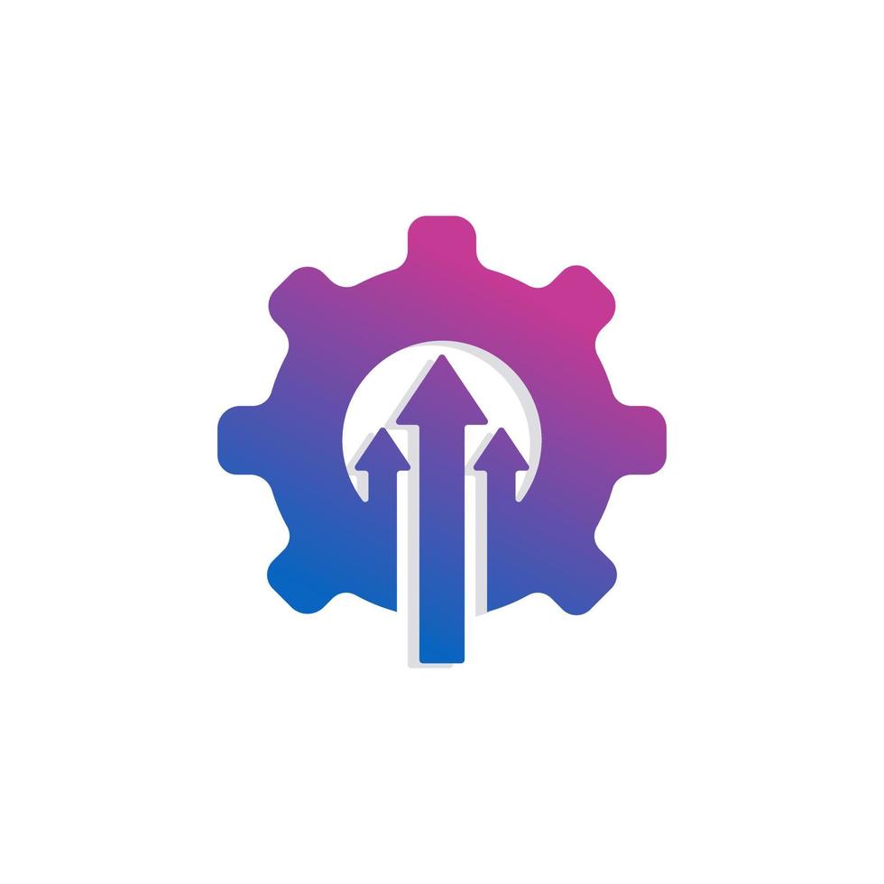 Technology Concept Icon. Cogwheel and Arrow up Symbol. Upgrade Setting Logo Design Template Element vector