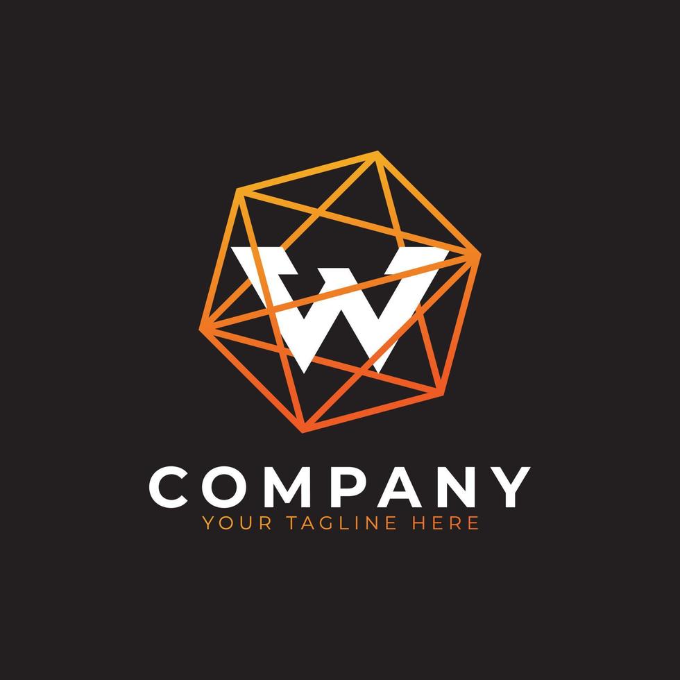 Abstract Initial Letter W Inside Linked Polygon Connect Network Logo. Usable for Business and Technology Logos. Flat Vector Logo Design Ideas Template Element. Eps10 Vector