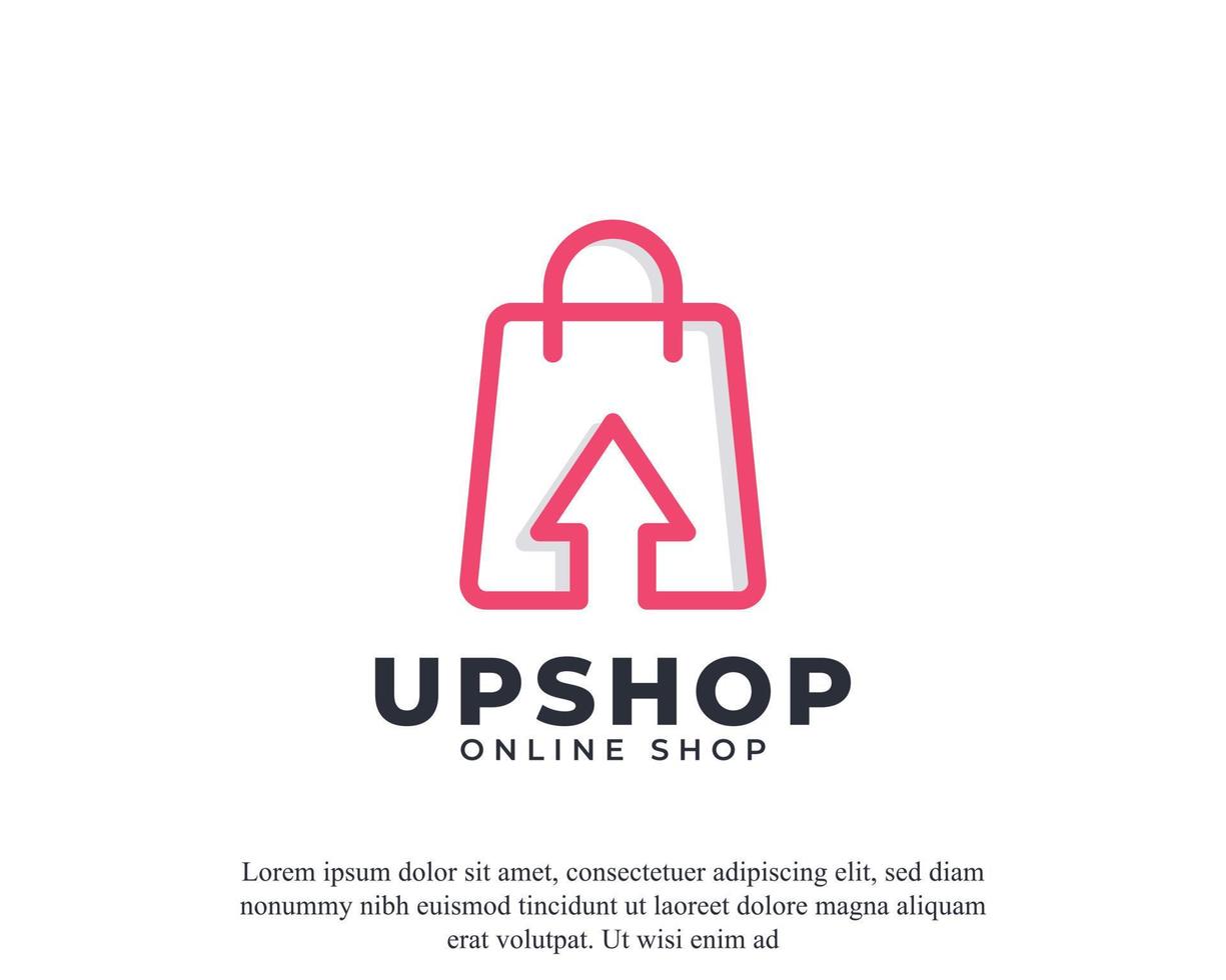 Shopping Bag Sales with Up Arrow Increase Logo with Geometric Shape Linear Style vector