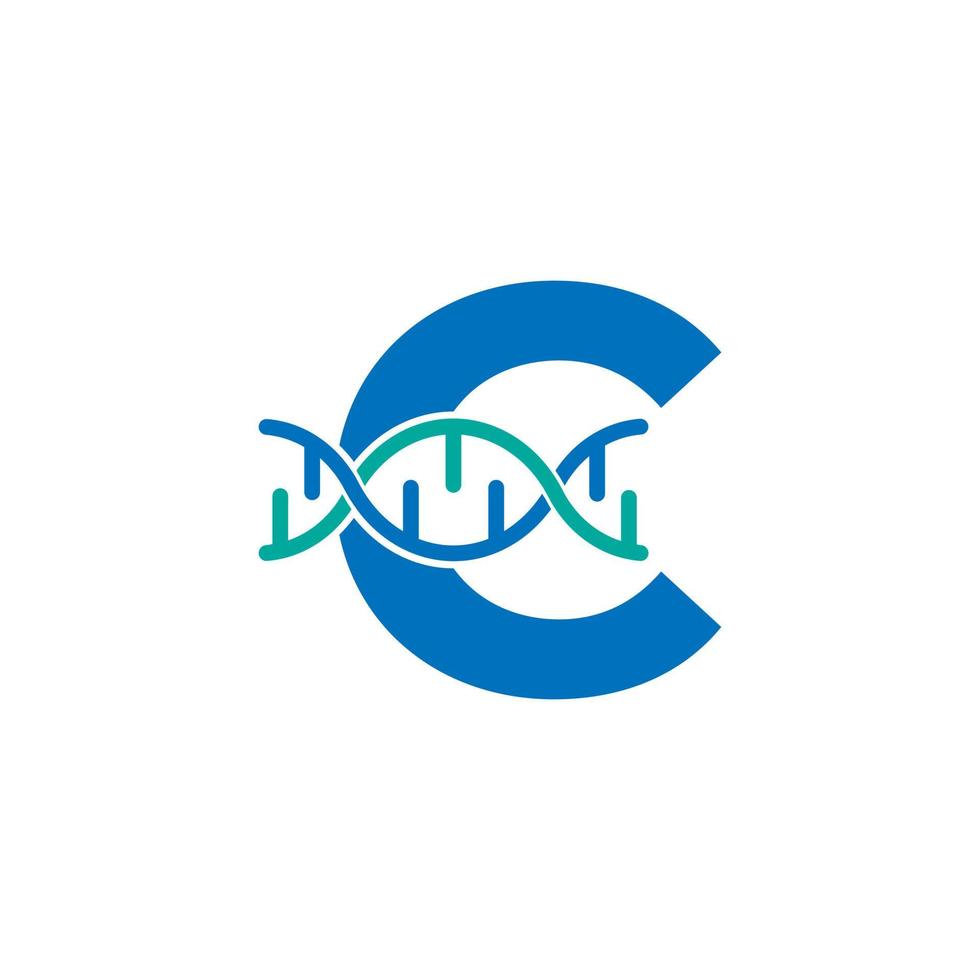 letra inicial c elemento de plantilla de diseño de logotipo de icono de ADN genético. ilustración biológica vector