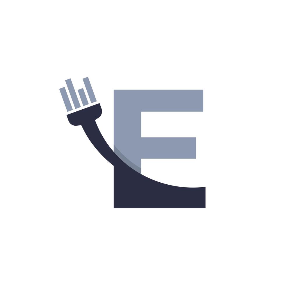 Letter E Brush and Paint with Minimalist Design Style vector