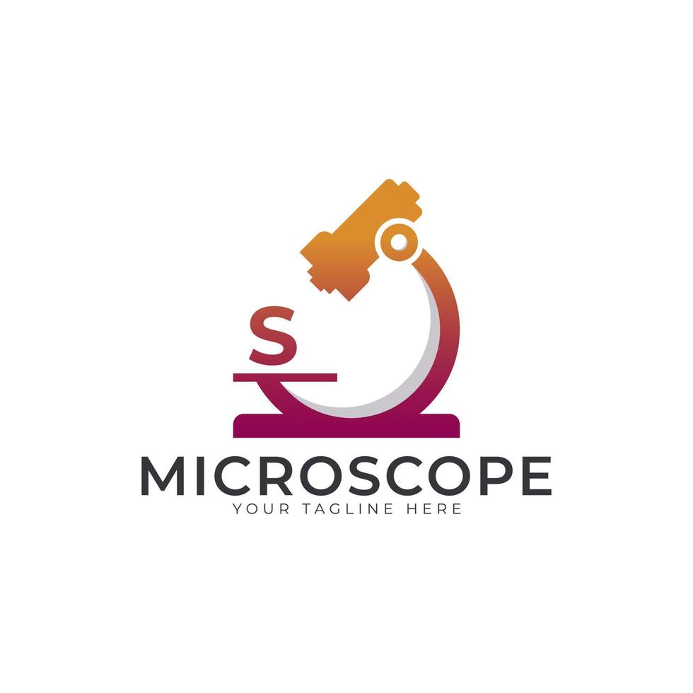 Laboratory Logo. Initial Letter S Microscope Logo Design Template Element. vector