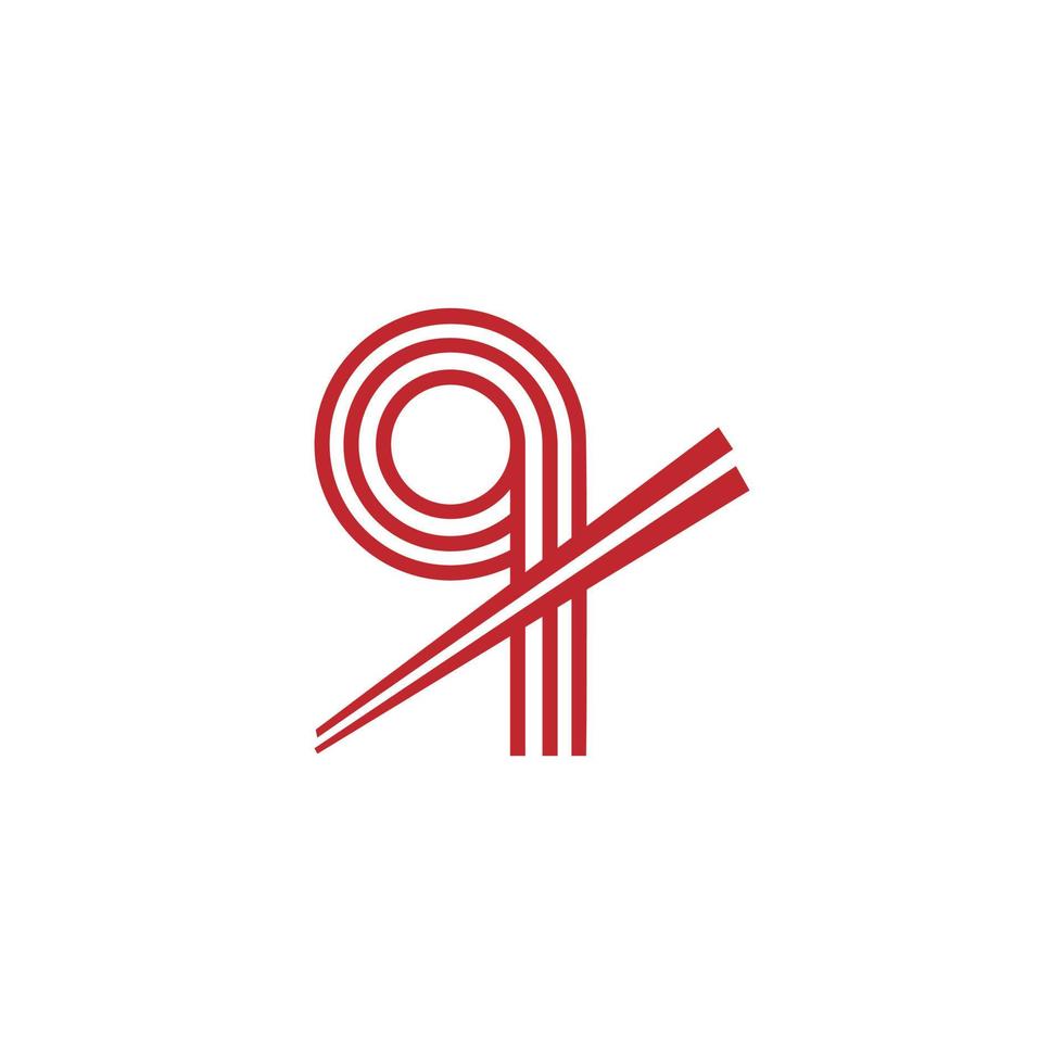 Number 9 Japanese Noodles Vector Logo Symbol. Suitable for Japanese Restaurants Logo Inspiration.