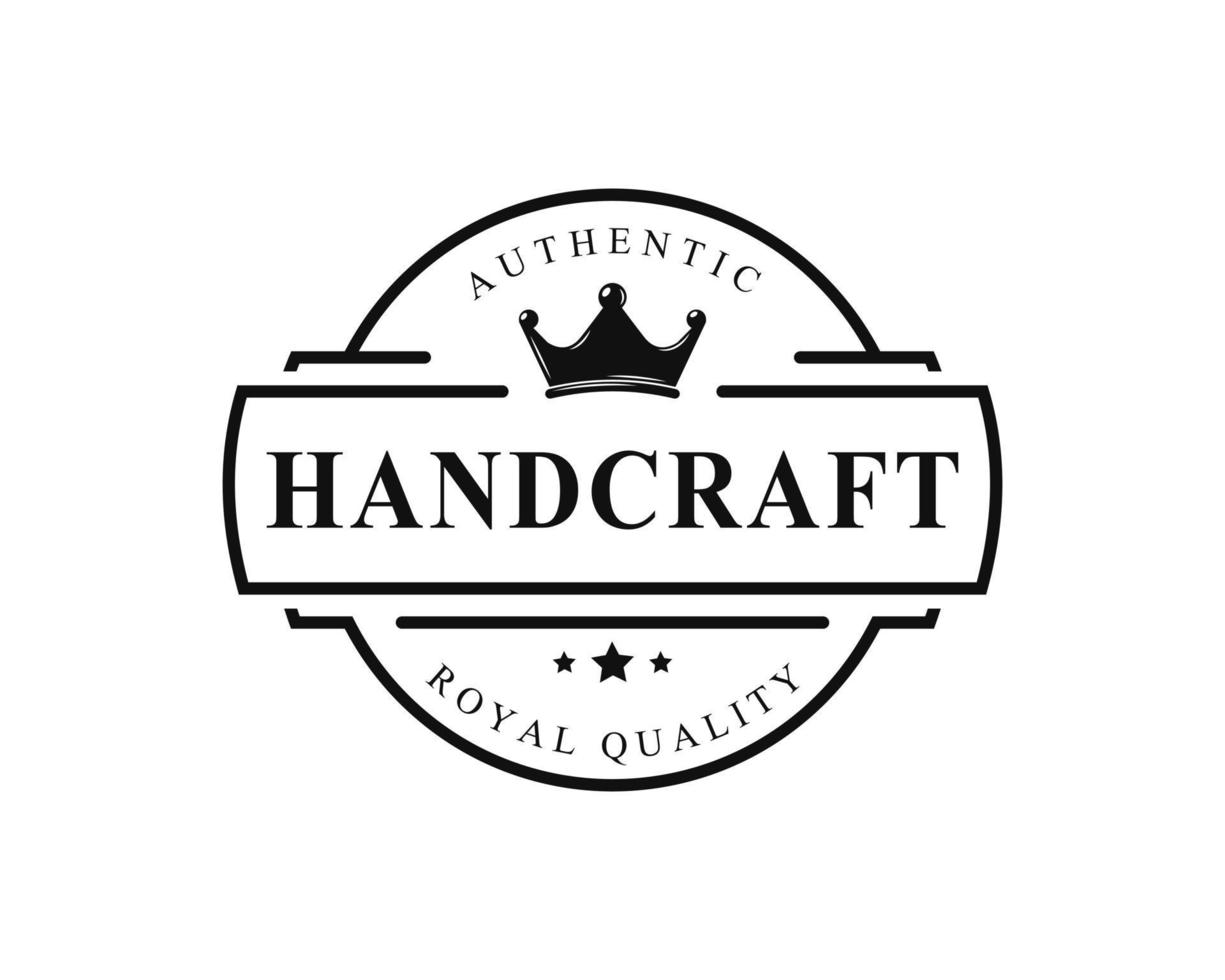 Vintage Retro for Royal Quality Handcraft Badges Logo Design Template Element vector