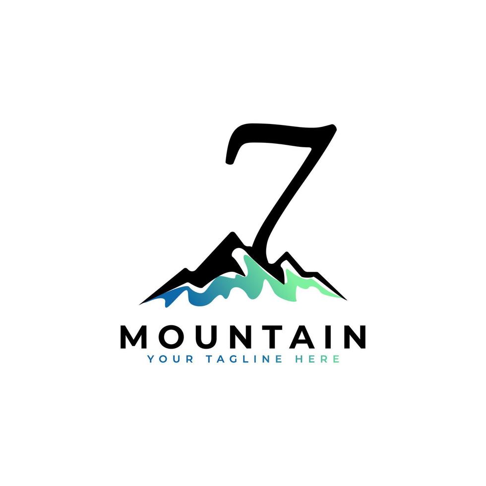 Number Seven Mountain Logo. Explore Mountain Advanture Symbol Company Logo Template Element. vector