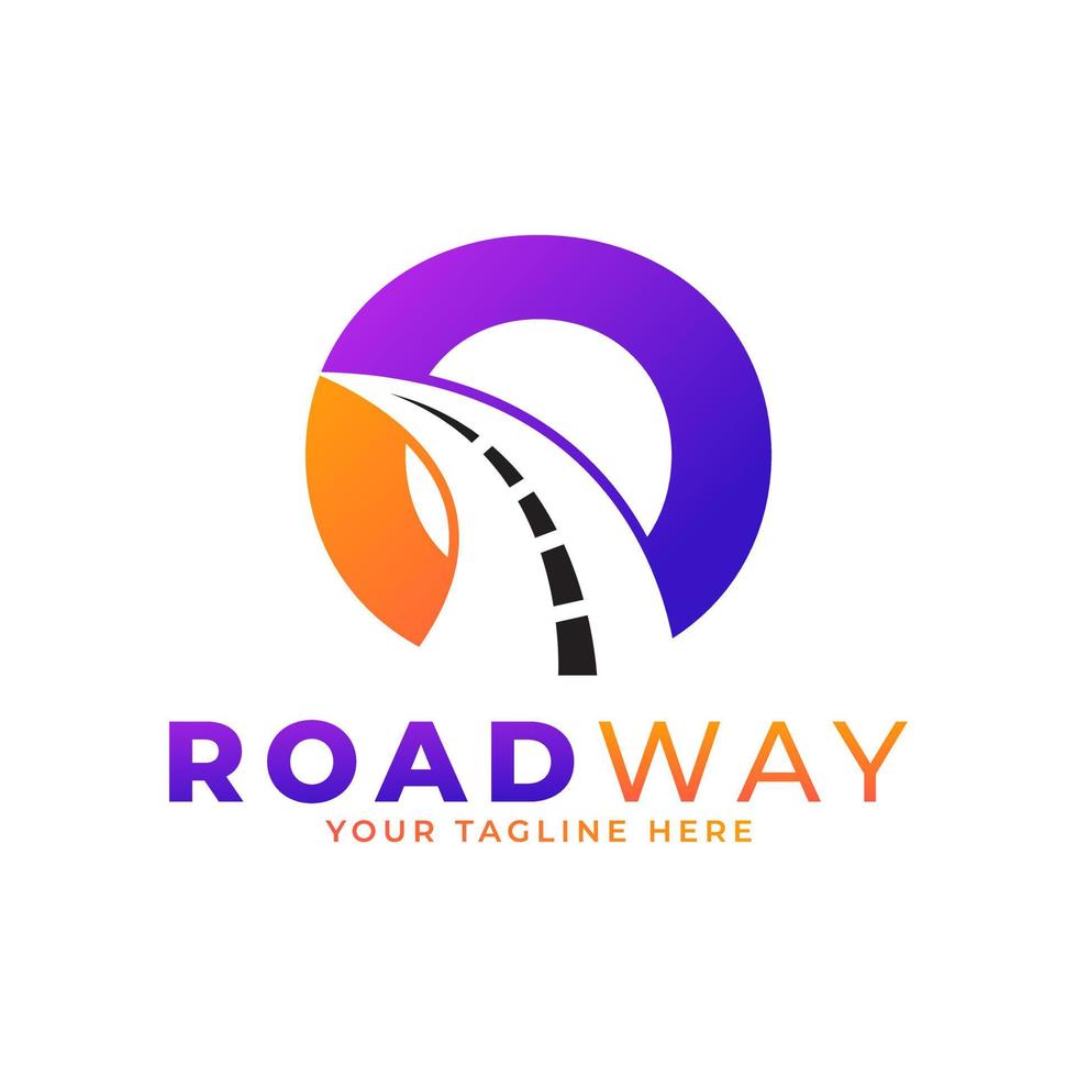 Initial O Road Way Logo Design Icon Vector Graphic. Concept of Destination, Address, Position and Travel