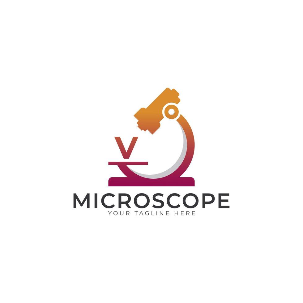 Laboratory Logo. Initial Letter V Microscope Logo Design Template Element. vector