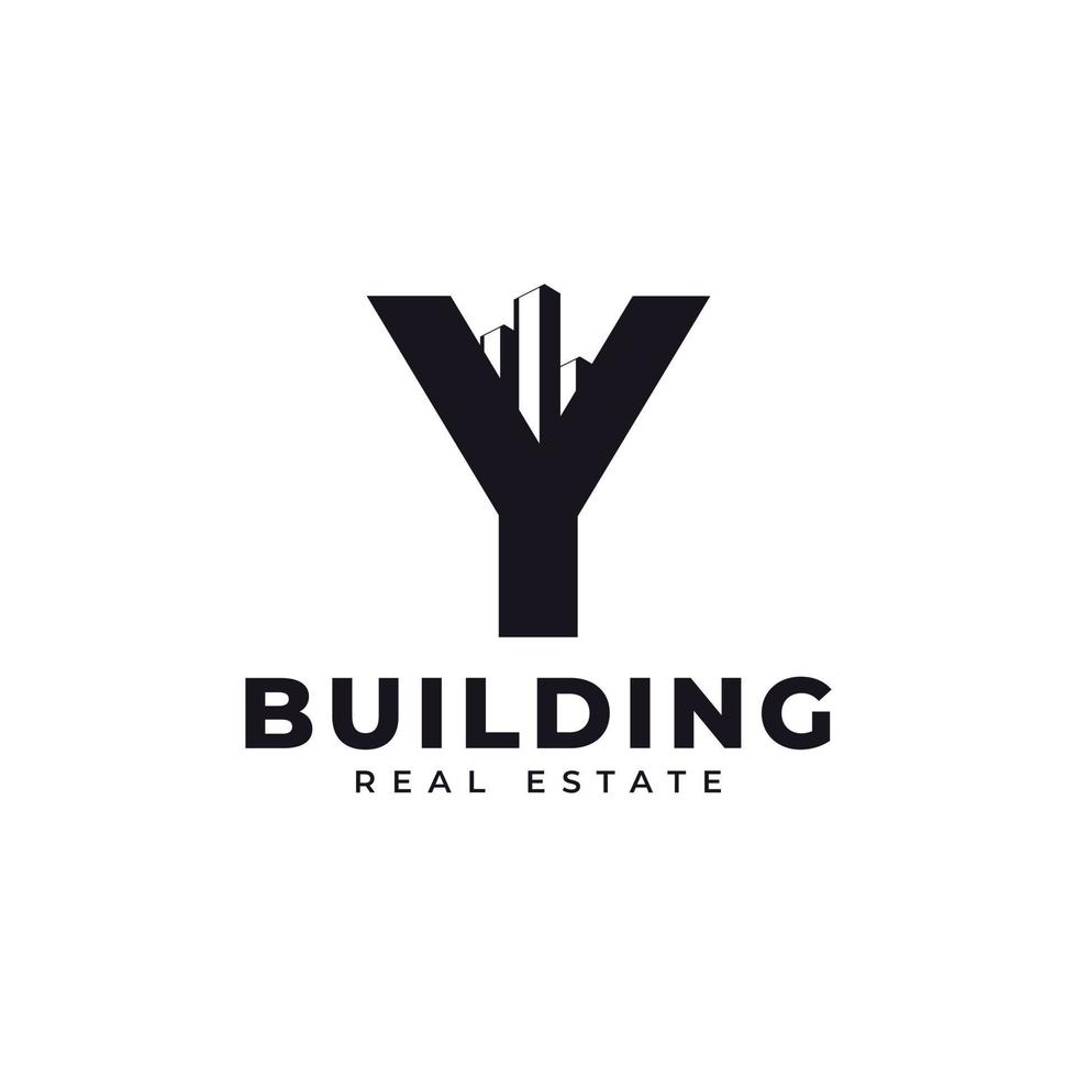 Real Estate Icon. Letter Y Construction with Diagram Chart Apartment City Building Logo Design Template Element vector