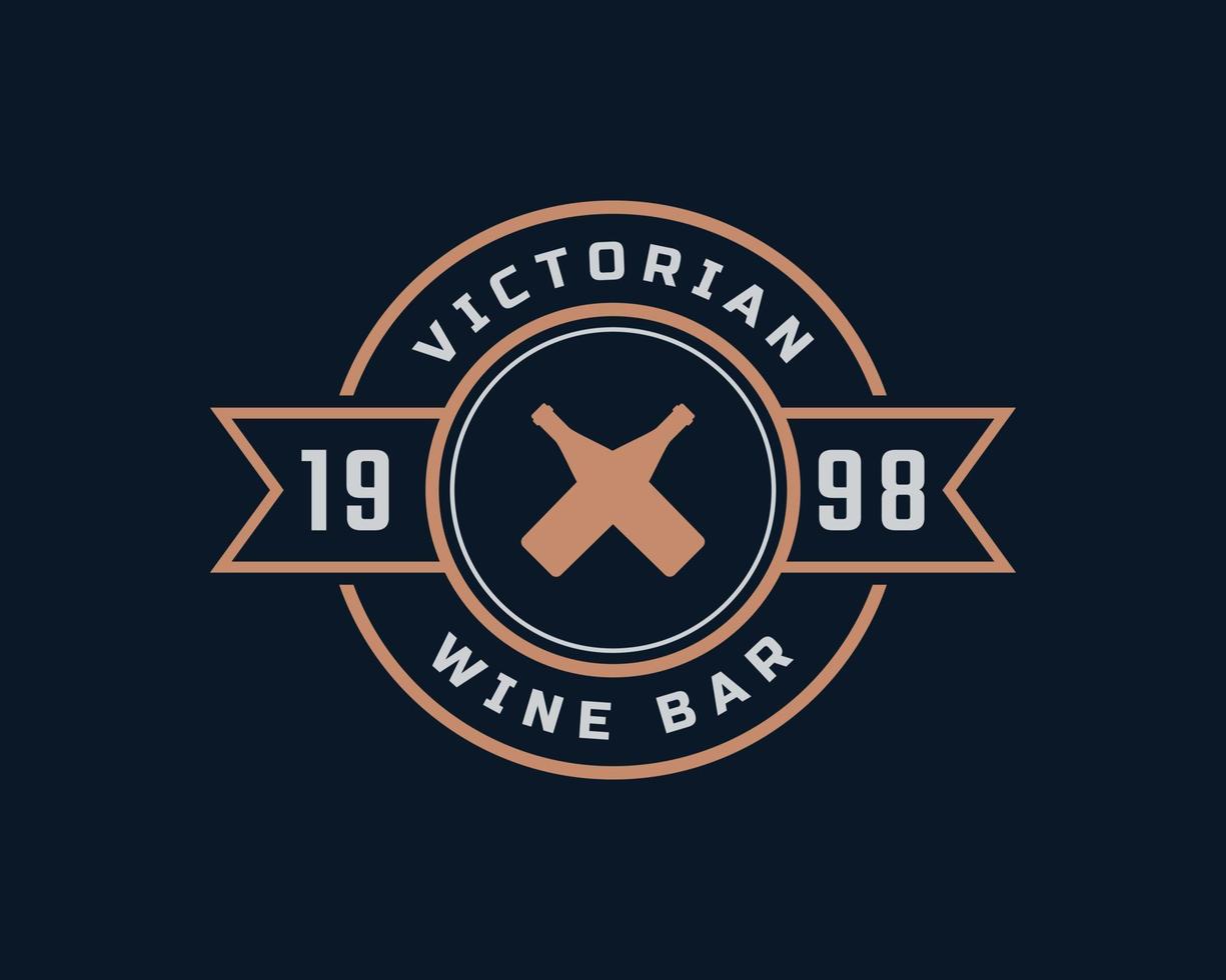 Luxury Vintage Retro Label Badge Emblem Floral Victorian Wine Bottle Glass Bar Beverage Logo Design inspiration vector