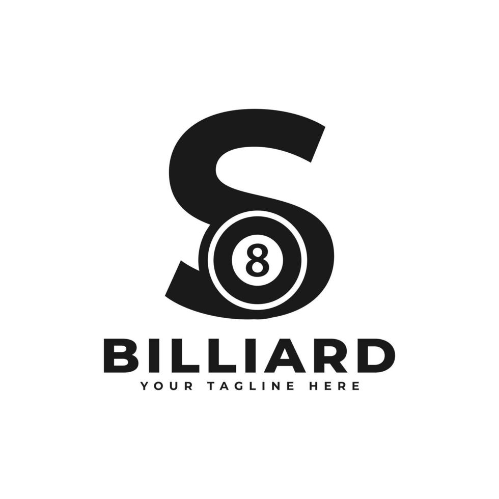 Letter S with Billiards Logo Design. Vector Design Template Elements for Sport Team or Corporate Identity.