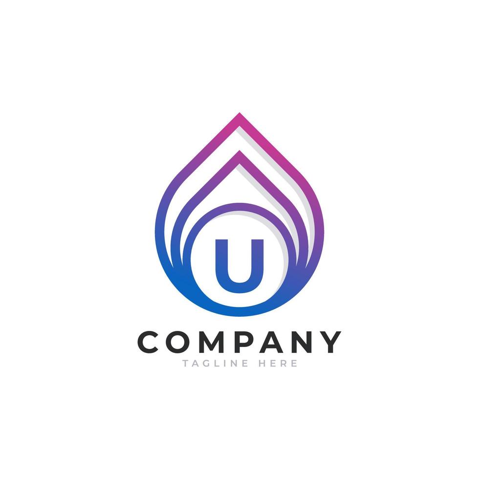 Initial Letter U with Oil and Gas Logo Design Inspiration vector