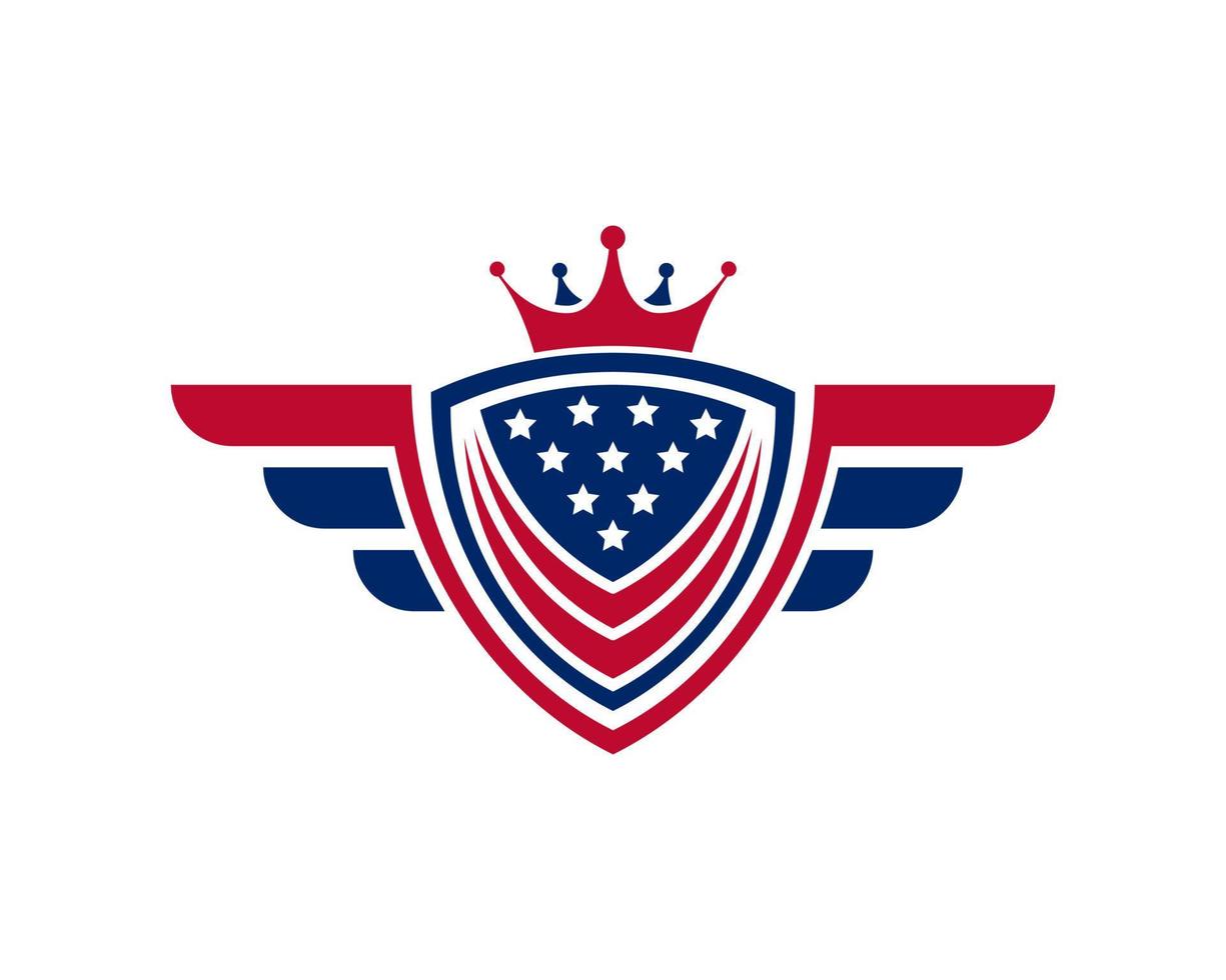 Emblem American Veteran Flag Emblem Wings with Shield Patriotic Logo Design Template Element vector