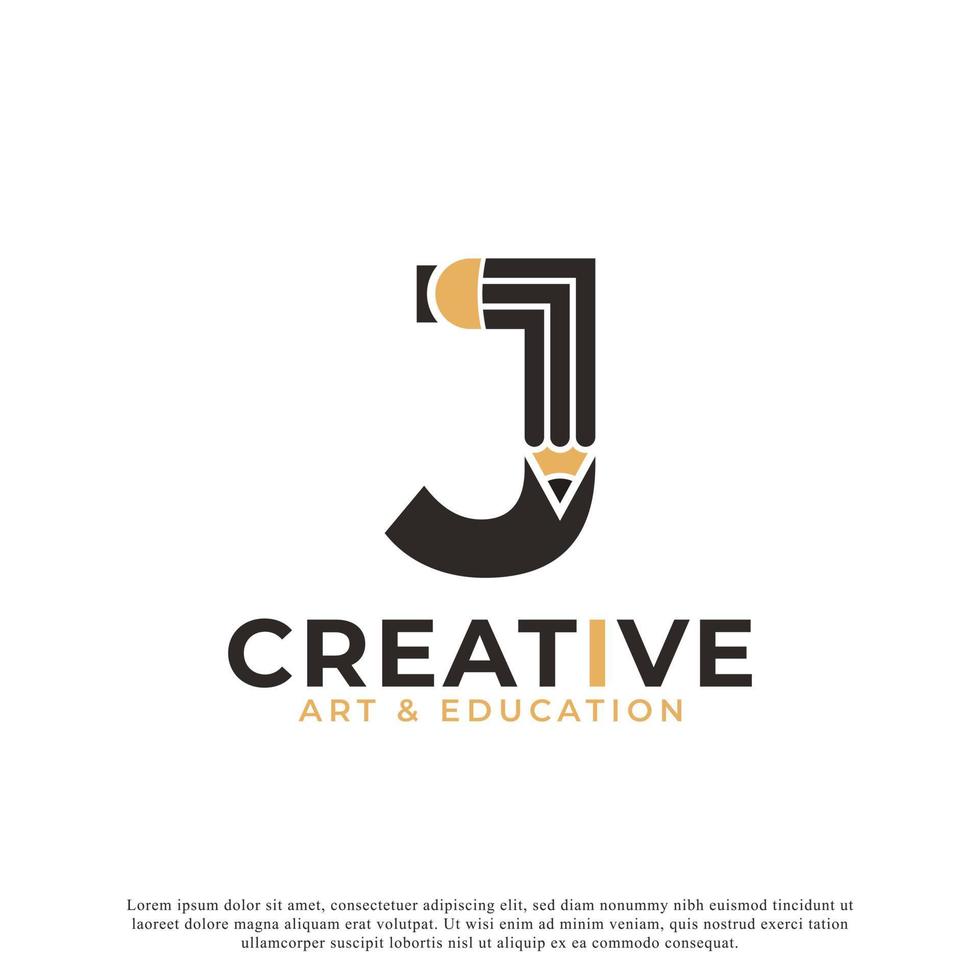 Initial Letter J with Pencil Logo Design Icon Template Element vector