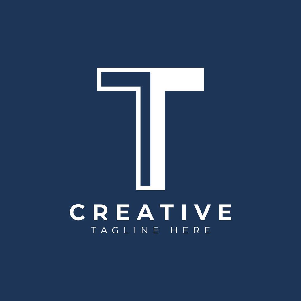 Creative Initial Letter T Logo Design. White Shape Circle Line Style. Usable for Business and Branding Logos. Flat Vector Logo Design Ideas Template Element.