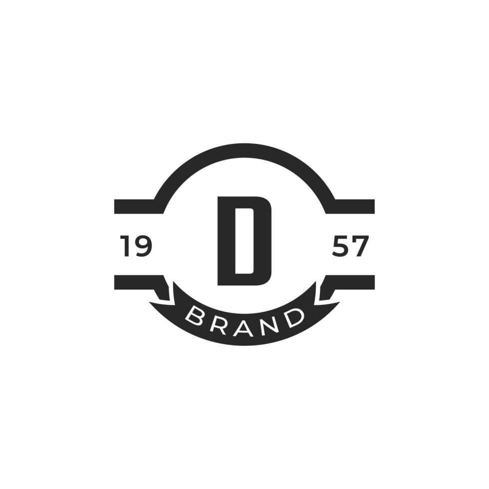 elemento de plantilla de diseño de logotipo vintage insignia letra d. adecuado para identidad, etiqueta, insignia, café, vector de icono de hotel