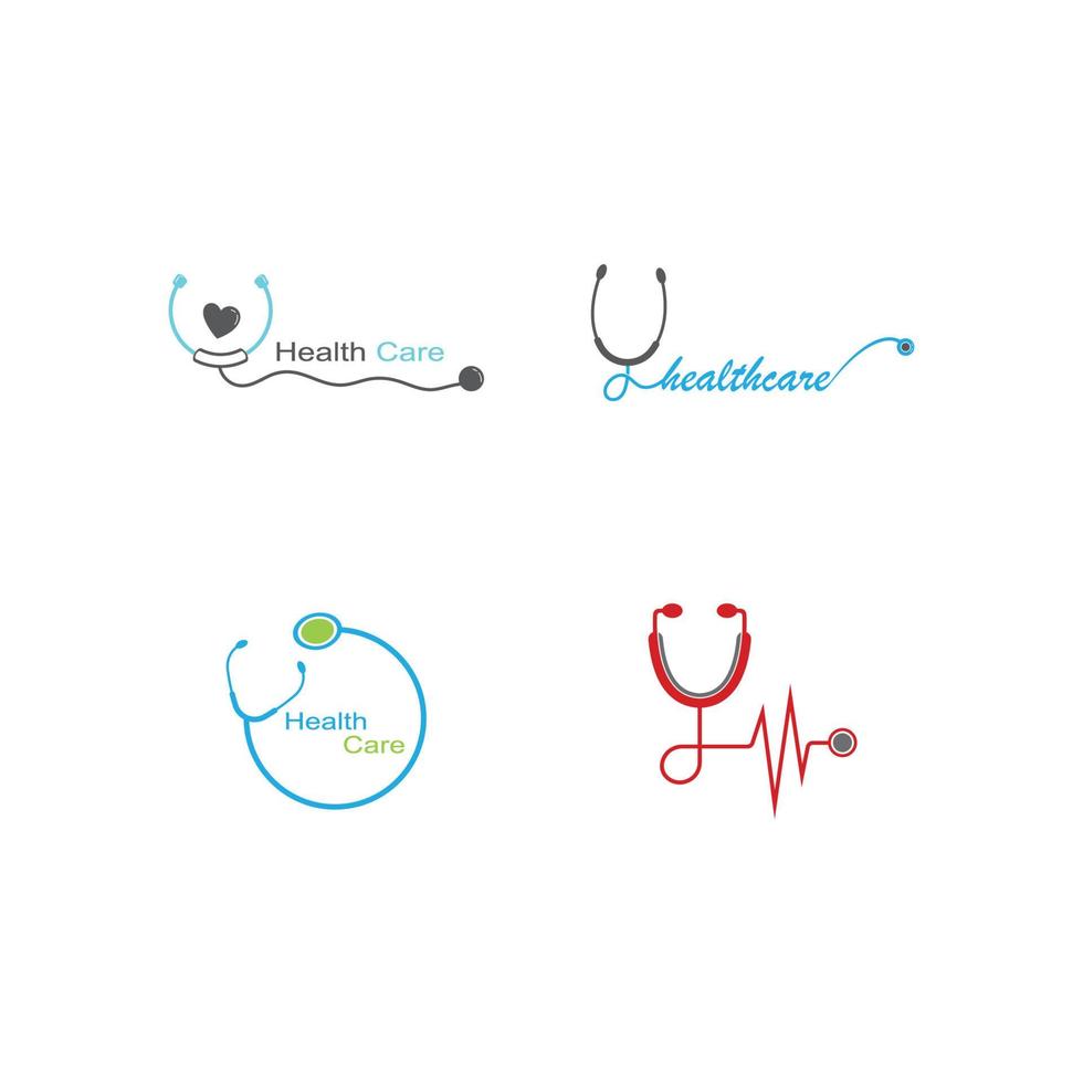 Medical health vector health logo with cross and stethoscope icon symbol.