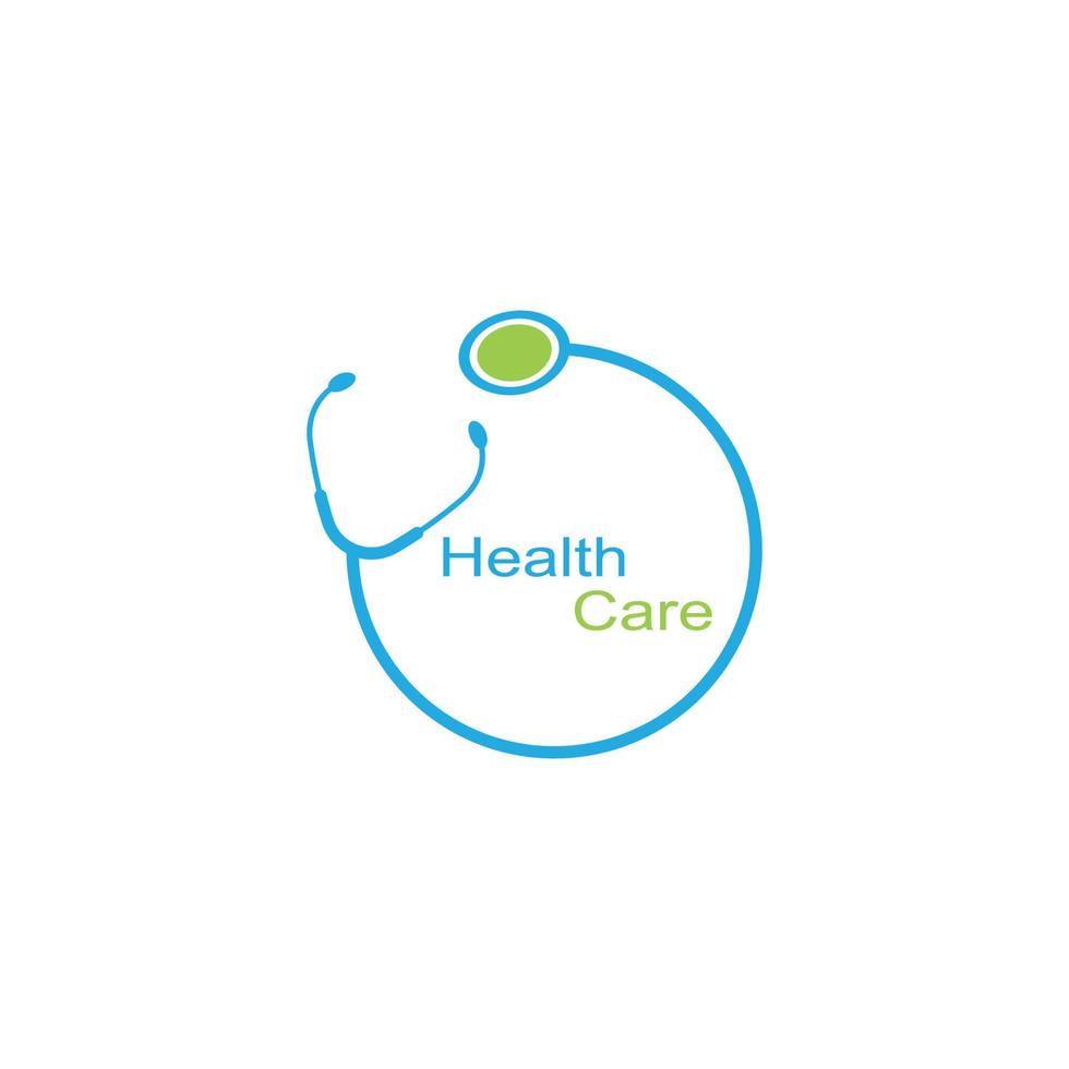 Medical health vector health logo with cross and stethoscope icon symbol.