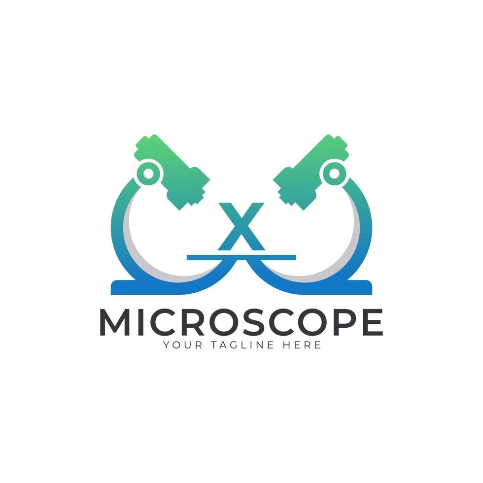 Laboratory Logo. Initial Letter X Microscope Logo Design Template Element. vector