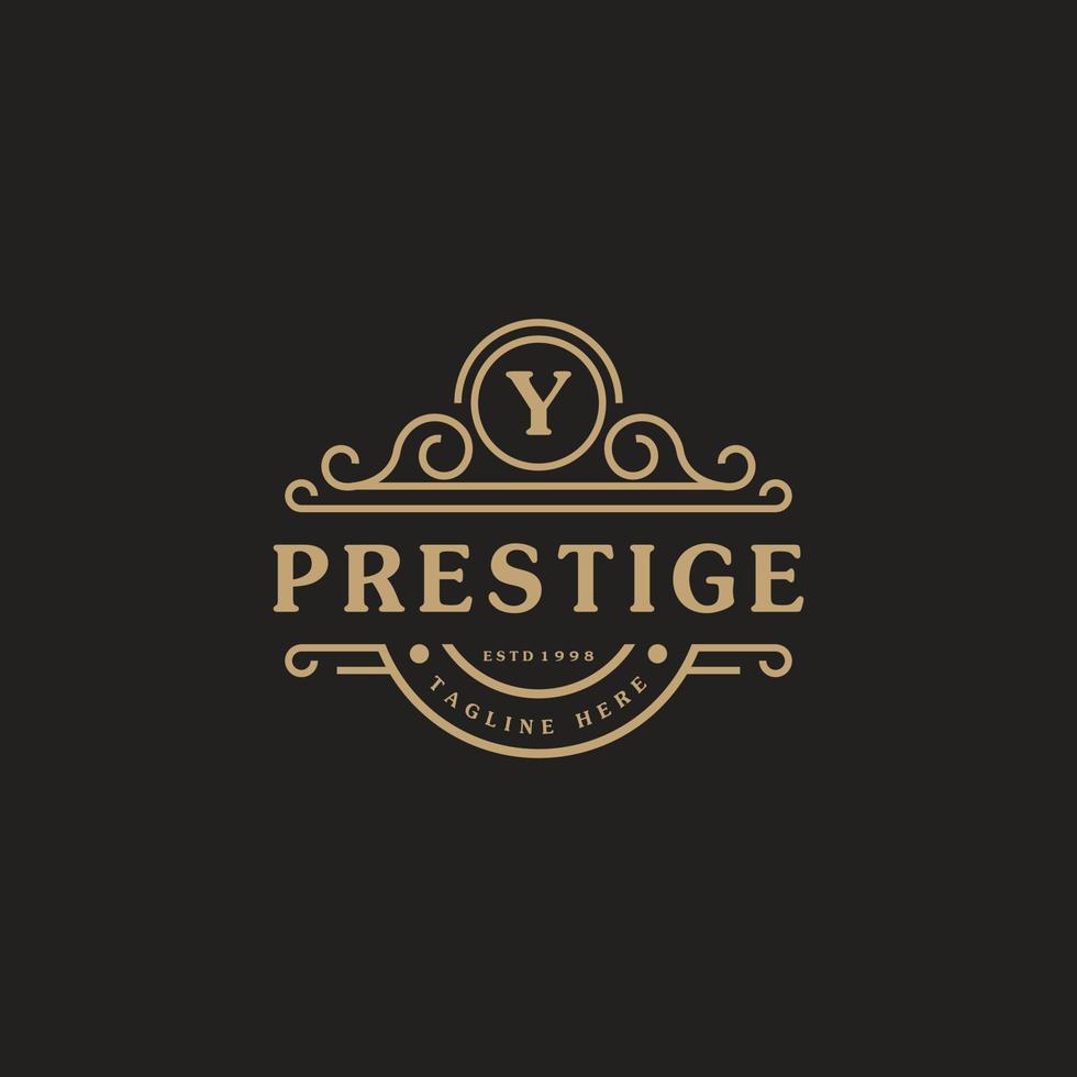 Y Letter Logo. Luxury Gold Logo Template flourishes