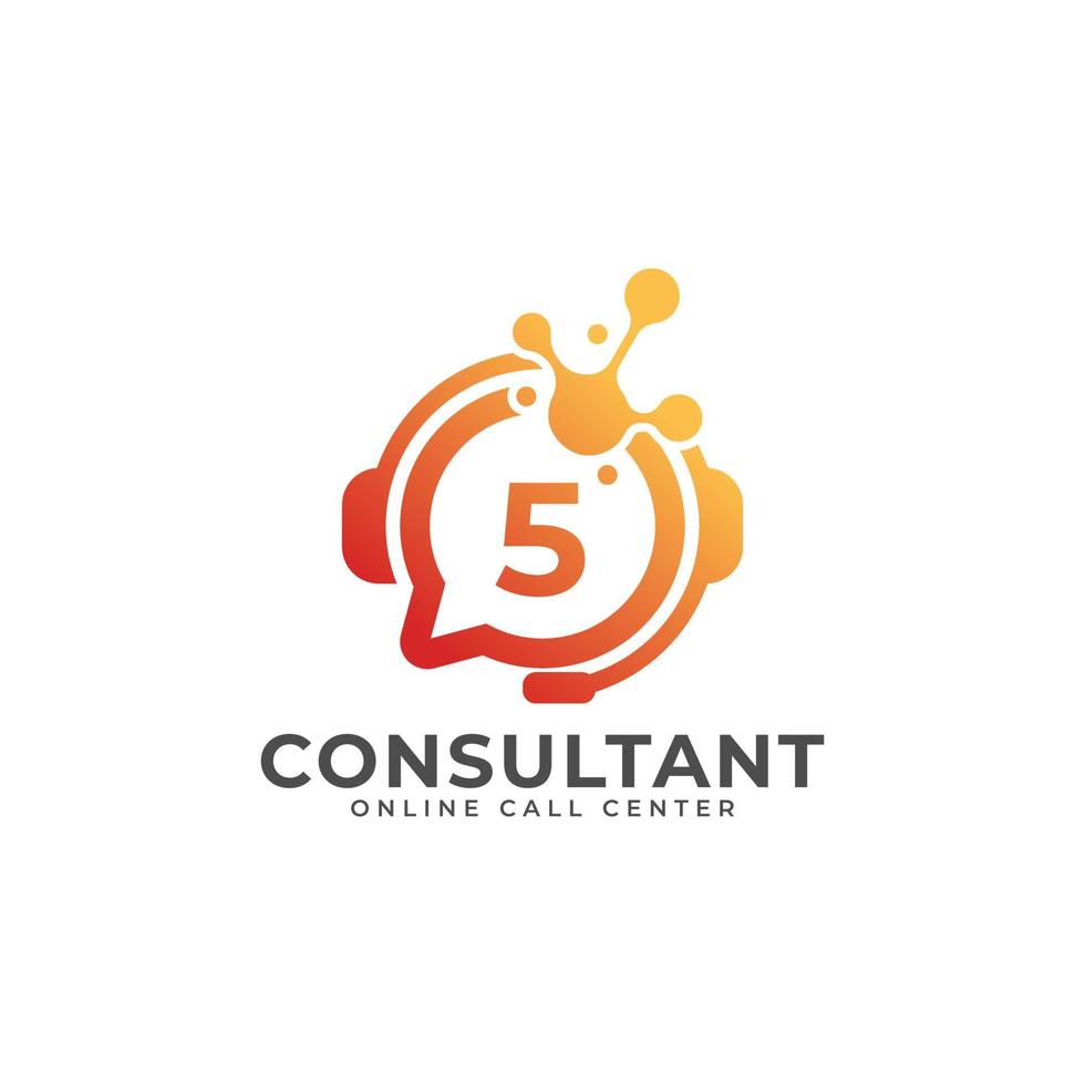 Consulting Logo Icon. Online Consultant Number 5 Logo Design Template vector