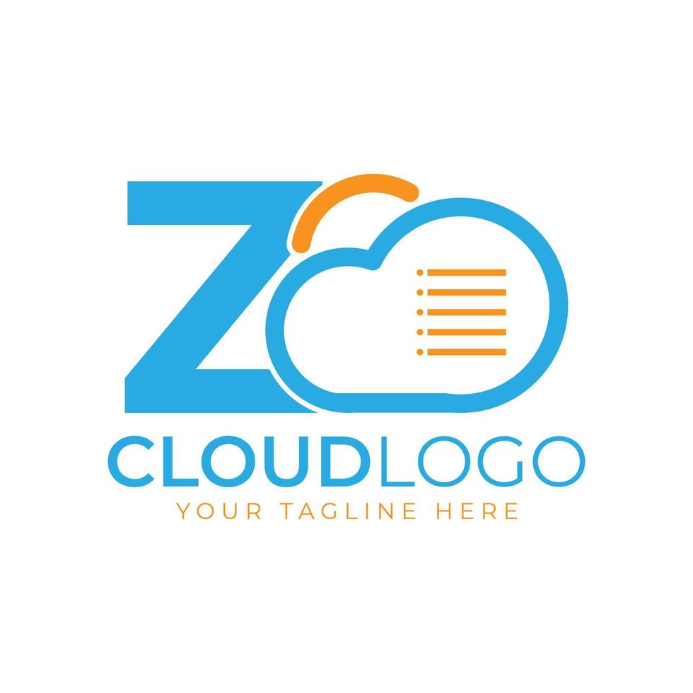 Cloud Tech Logo. Initial Letter X with Cloud and Document for Technology Concept. Data Software Weather Sign vector