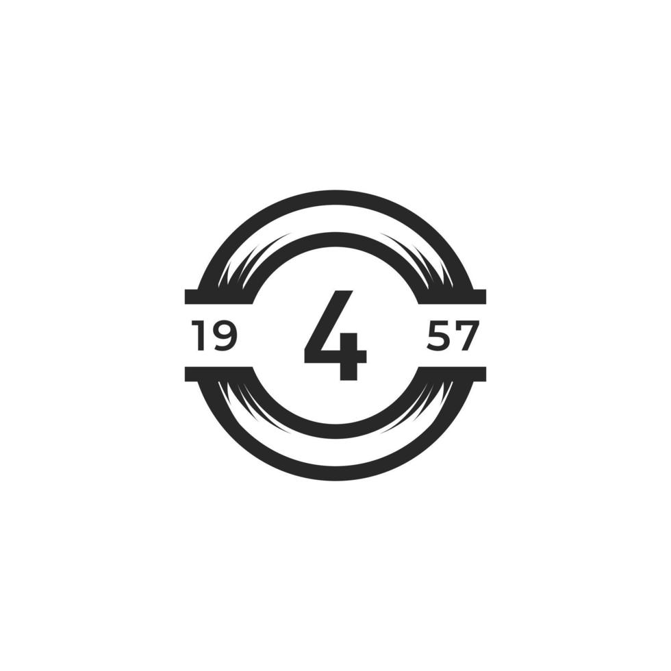 Vintage Insignia Number 4 Logo Design Template Element. Suitable for Identity, Label, Badge, Cafe, Hotel Icon Vector