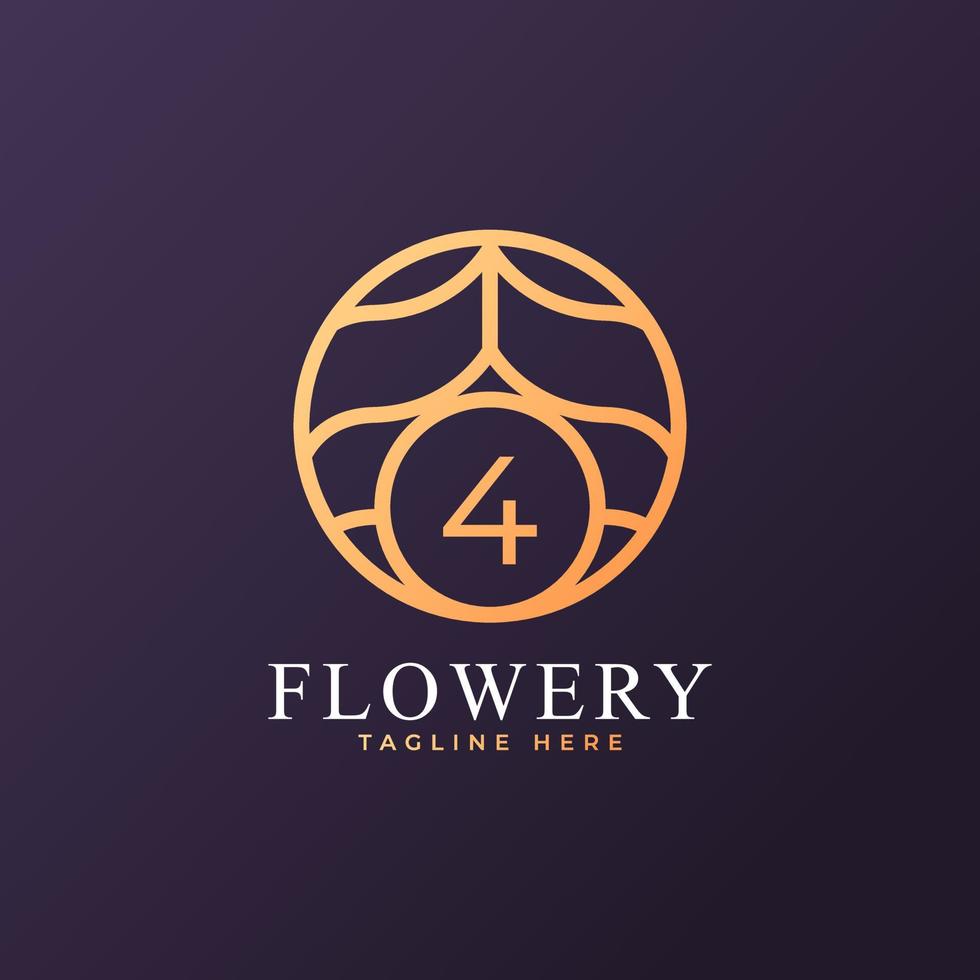 Flower Number 4 Logo Design Template Element. Eps10 Vector