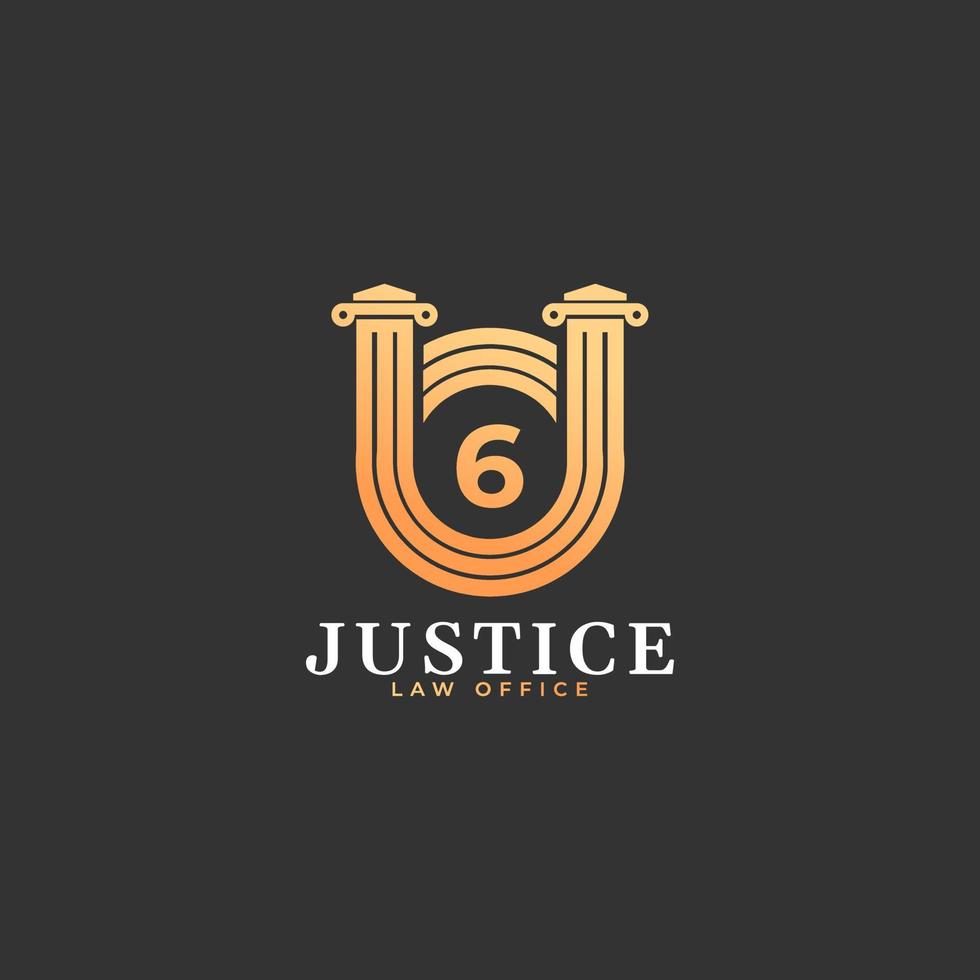 Law Firm Number 6 Golden Logo Design Template Element vector