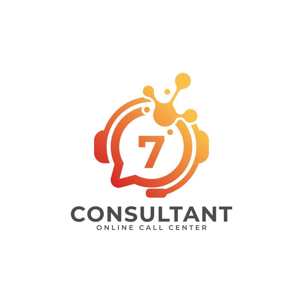 Consulting Logo Icon. Online Consultant Number 7 Logo Design Template vector