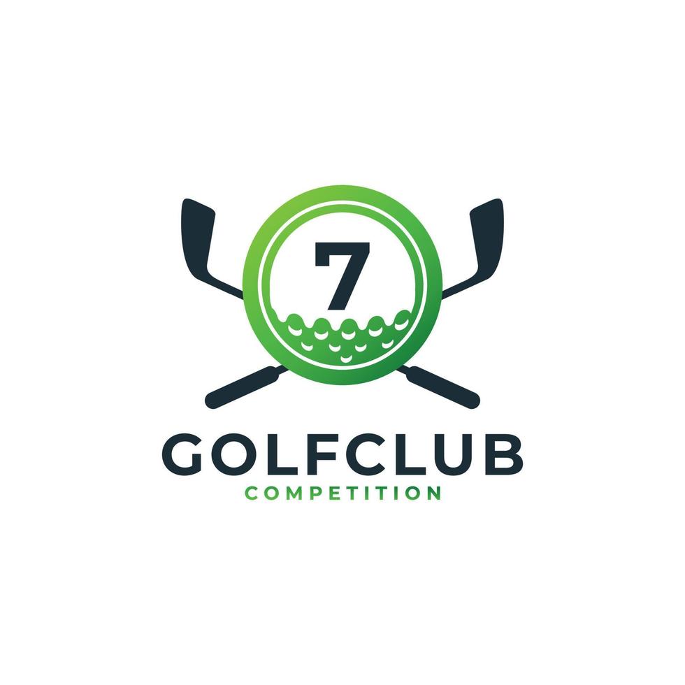 Golf Sport Logo. Number 7 for Golf Logo Design Vector Template. Eps10 Vector
